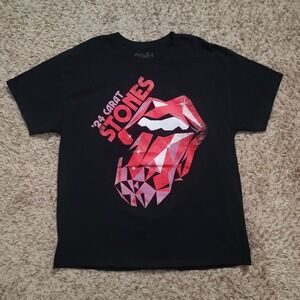 Rolling Stones T-Shirt Mens Large Black 2024 Hackney Diamonds Tour 24 Carat Logo